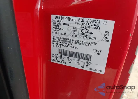 2004 Ford F-150 Heritage Classic из США, поврежденный, VIN 2FTRF18264CA00505